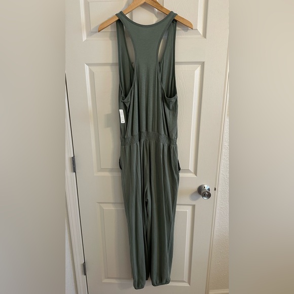 NWT Aerie Green Track Jumpsuit with Racerback and Tapered Legs - Picture 3 of 7